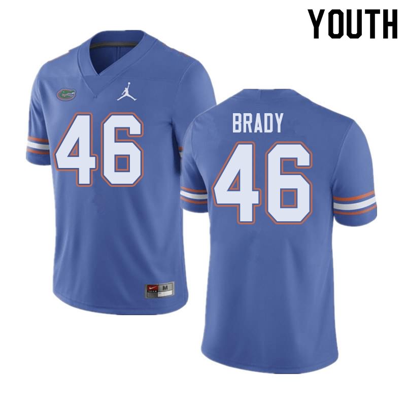 NCAA Florida Gators John Brady Youth #46 Jordan Brand Blue Stitched Authentic College Football Jersey CFV0164HX